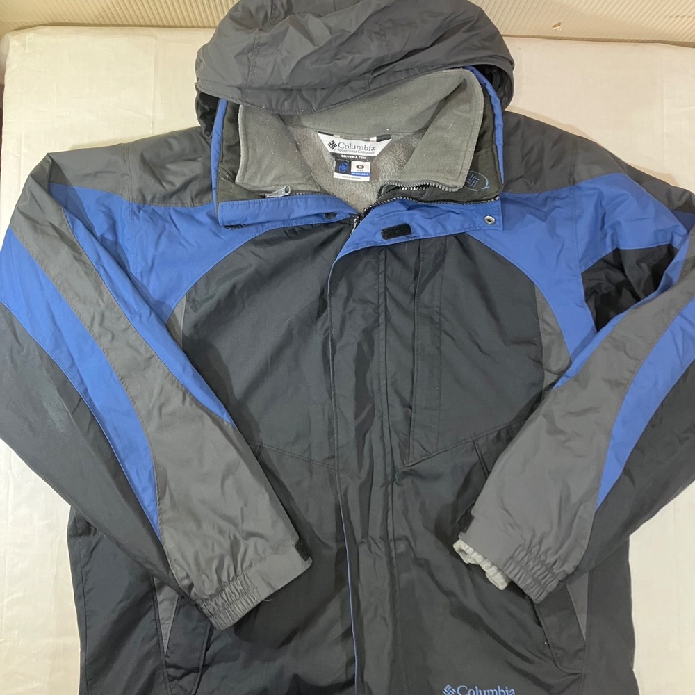 Columbia Interchange 3-in-1 Jacket Mens Medium Black Blue Fleece Liner XM7523